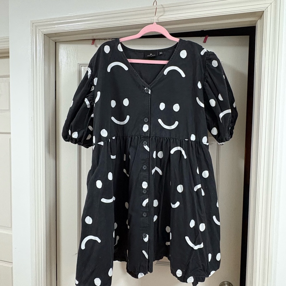Lazy Oaf Happy Sad Puff Sleeve Dress - size 20